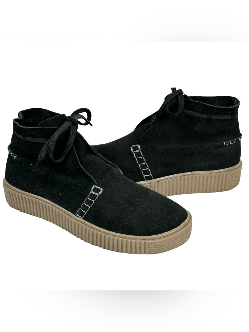 Free People Black Suede Leather Boho Chukka Sneaker Booties Women’s Size 39